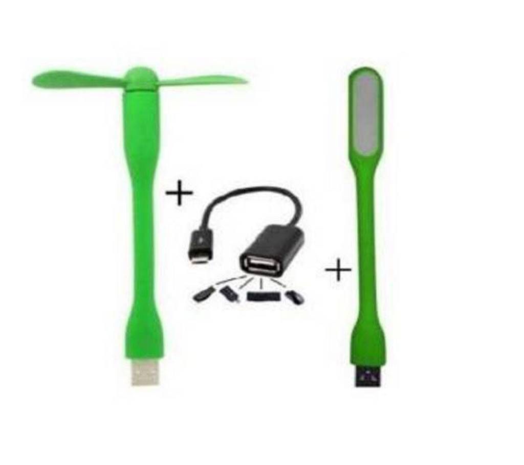 Combo USB Fan & LED Light and OTG cable