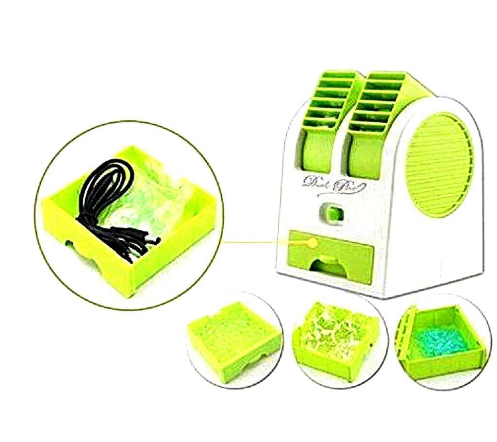 Mini USB Double Fan Air Cooler - White and Green