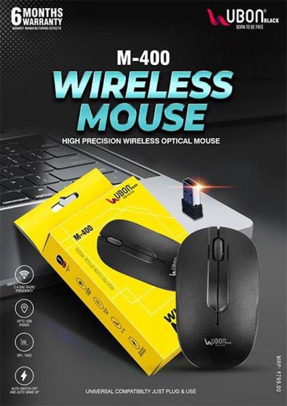 ubon M-400 Wireless Optical Gaming Mouse  (2.4GHz Wireless, Black)