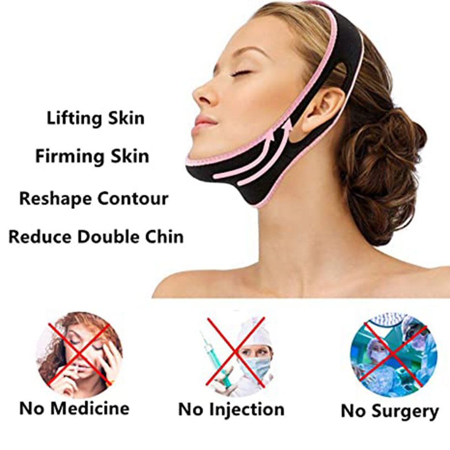 Comfortable Safe Facial Slimming Belt Facial Massager Night Sleep V Face-black one size