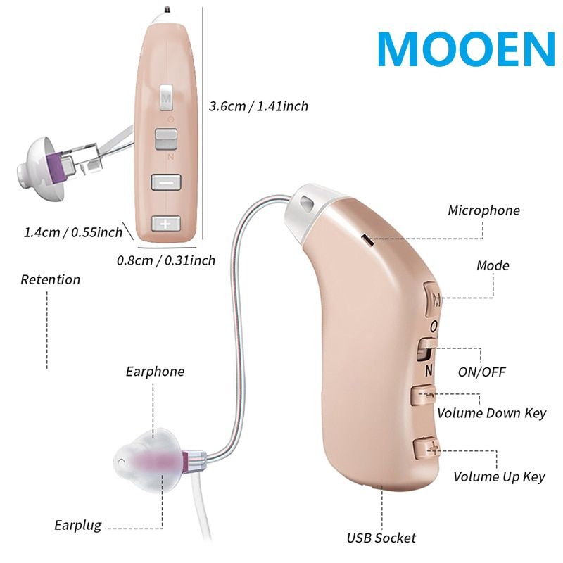 16 Channel Intelligent New Style Hearing Aid Rechargeable Low-Noise Wide-Frequency Operation Elderly In-Ear Deaf Hearing Aids