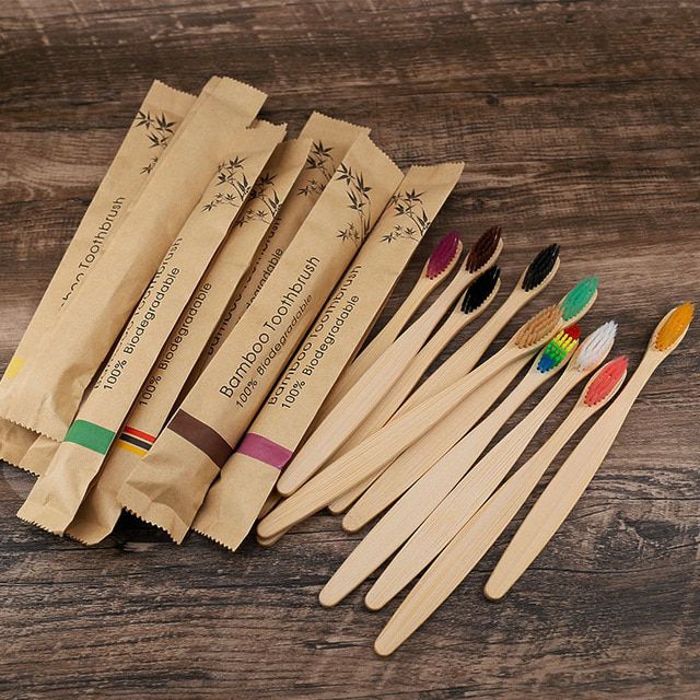 20/50pcs ECO Friendly Toothbrush Bamboo Resuable Toothbrushes Portable  Wooden Soft Tooth Brush for Home Travel Hotel Use