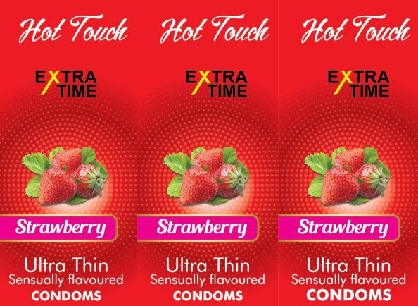 Hot Touch Ultra thin with Strawberry  Flavor Condom-3 Pcs in a Pack