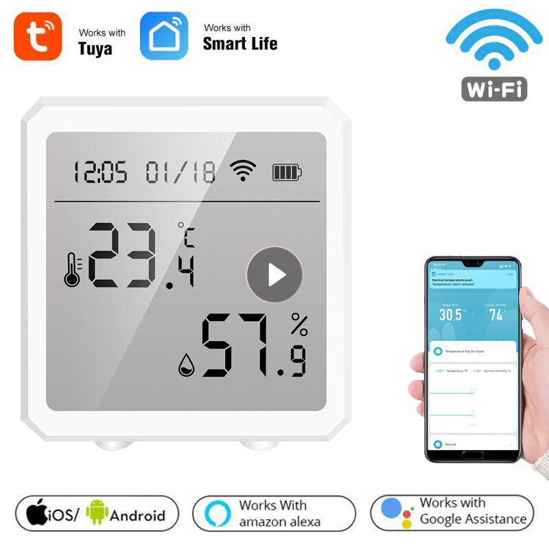 Tuya Smart life WiFi Tature And Humidity Sensor Indoor Hygrometer Thermometer LCD Display Support Alexa Google Home