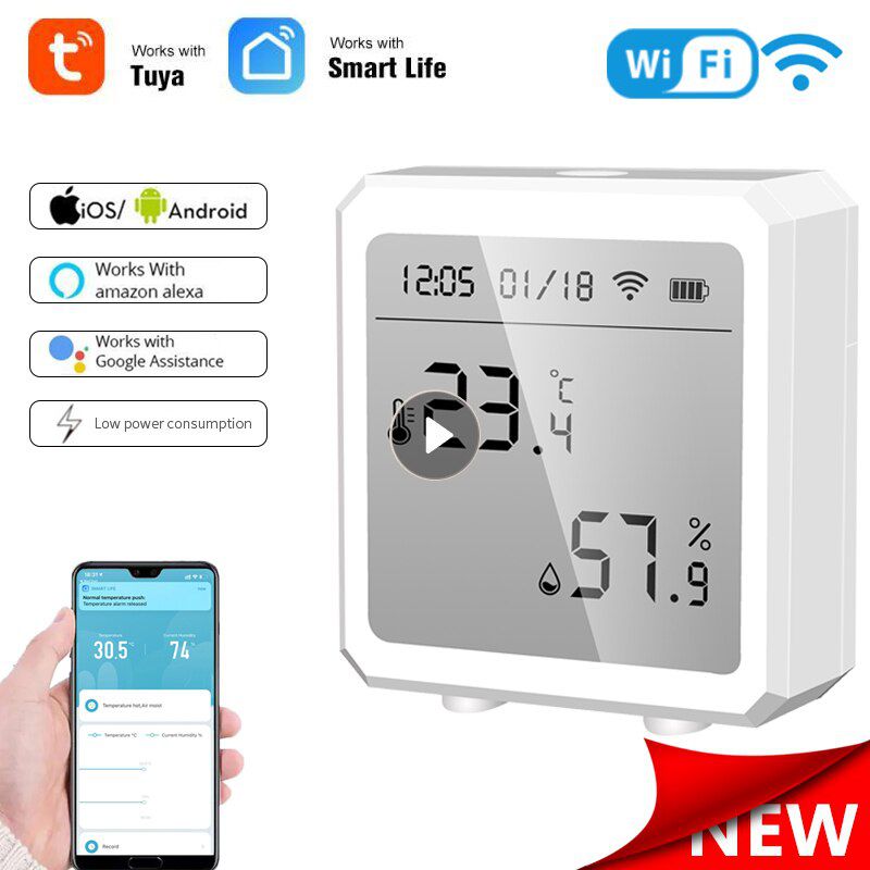 Tuya WIFI Tature And Humidity Sensor Indoor Hygrometer Thermometer Detector Support Alexa Google Home Smart Life