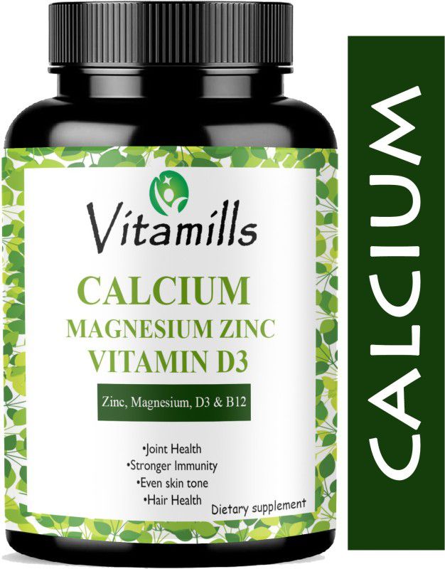 Vitamills Calcium, Magnesium, Zinc, D3 & B12 Tablets Premium(Natural)  (30 Capsules)