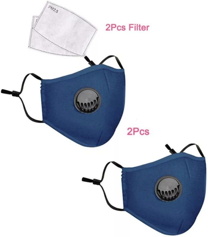 V-SAFE Mask respirator PM2.5 Mask With filter And 5 Layer Protection Medical Grade Comfortable Wear With Nose Pin Reusable PM2.5 (PACK OF2) MK-2021 CLASSIC MASK BLUE Reusable, Washable, Water Resistant  (Blue, Free Size, Pack of 2)