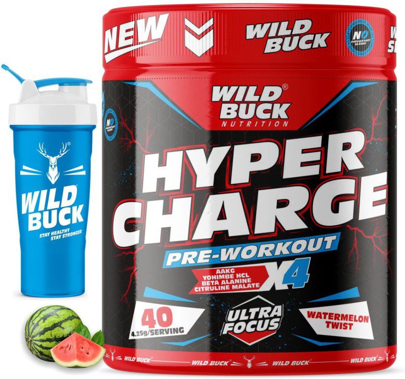 WILD BUCK Hyper Charge Pre-Workout For Massive Pump ,Non-Crash Energy Both For Men & Women Sports Drink  (170 g, watermelon Flavored)