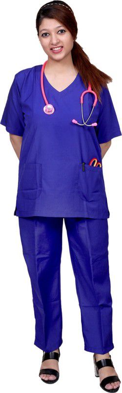 Satyam Dresses Royal Blue Scrub Suit Size 44 / XXL Shirt, Pant Hospital Scrub  (Royal Blue, Blue XXL)