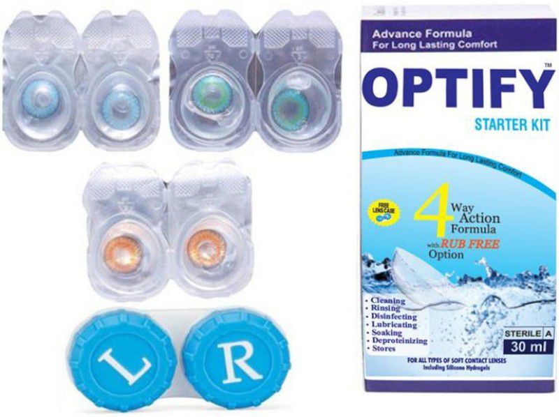 Optify Monthly Disposable  (0, Colored Contact Lenses, Pack of 3)