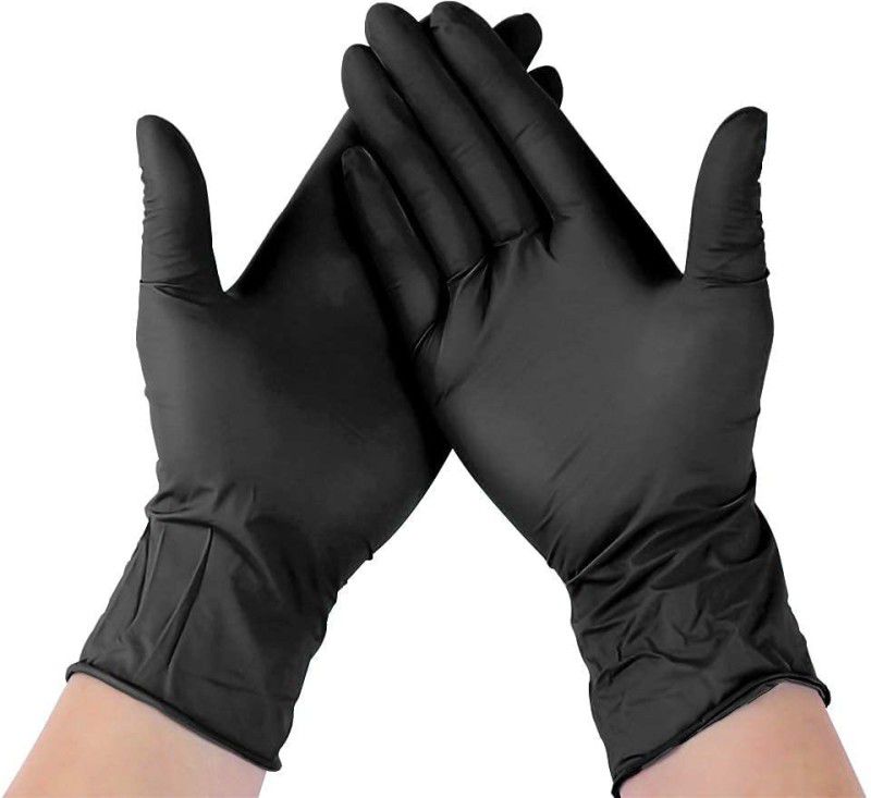 DM Eco Standard Quality Black Nitrile Powder free hand gloves Nitrile Examination Gloves  (Pack of 100)