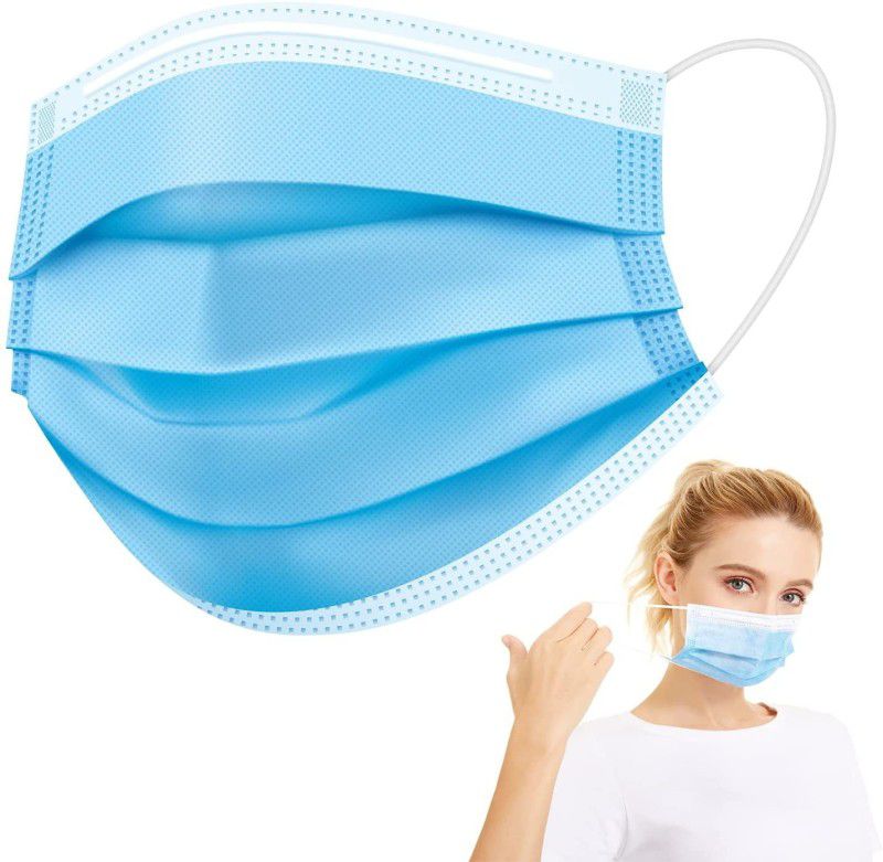 Arkasto Blue Surgical Mask 200 Pieces Use and Throw Pack of 200 Pcs Blue Face Mask 3 Layer with Adjustable Nose Clip For Men Women Stylish Certified By CE ISO Surgical Mask With Melt Blown Fabric Layer  (Blue, Free Size, Pack of 200, 3 Ply)