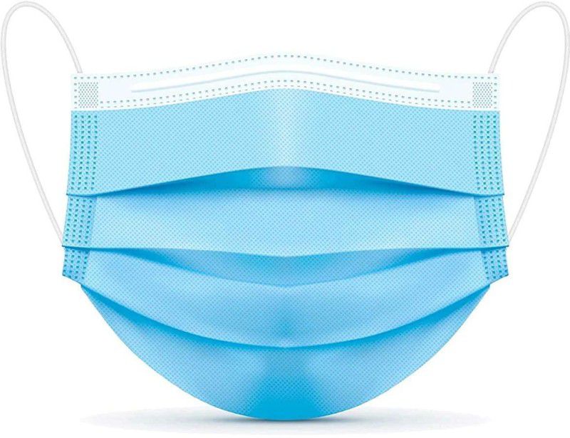 akshali fab 3 Ply Disposable Comfortable & Universal Breathable with Ear loop & Nose Pin Face Mask (100 PCs)-blue color zxc100 Water Resistant Surgical Mask  (Blue, Free Size, Pack of 100, 3 Ply)
