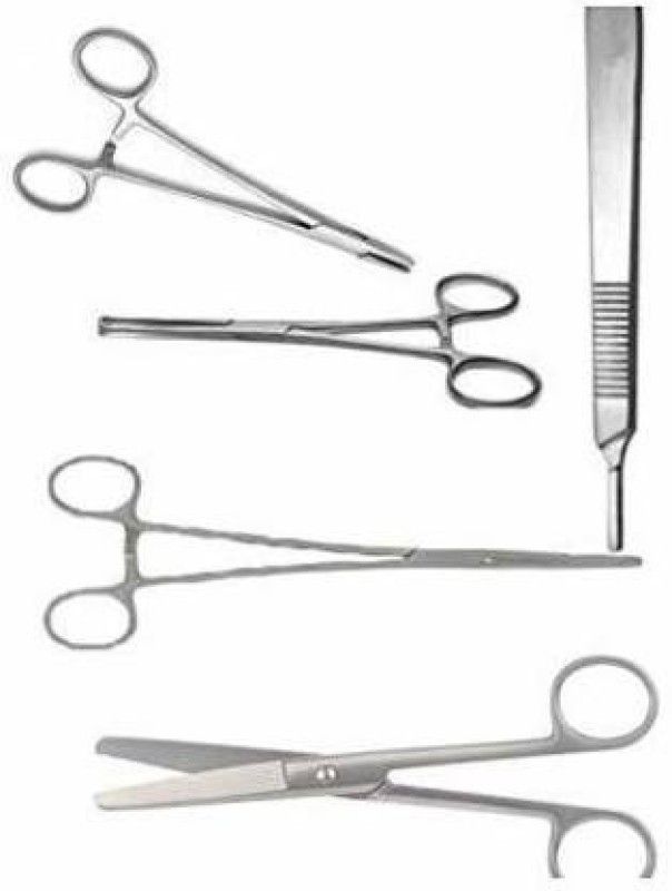 REVITI Minor Surgery Set - Artery Forcep , Alis Forcep , Needle Holder, Dissecting Scissor, Scalpel Handle Hemostats Forceps