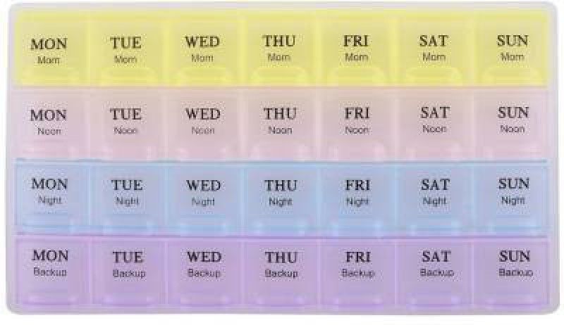 OTICA Pill Medicine Organizer Reminder Storage Box for 28 Days or 4 Weeks for 7 days, Pack of 1 Pill Box  (Multicolor)