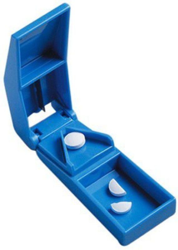 ADITYA Pill Cutter with Splitter Divide Safe Storage Compartment Box AE_02 Manual Pill Cutter  (Blue)