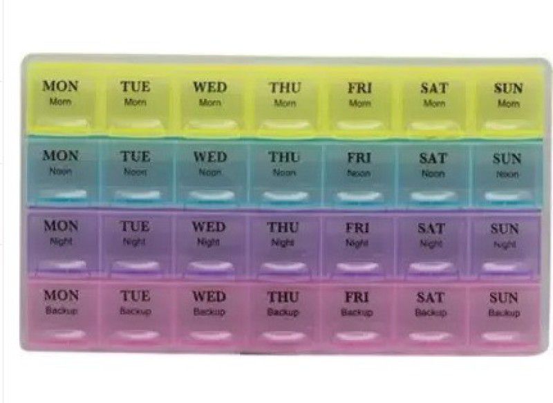 STAGER Pill Medicine Organiser Reminder Storage Box For 28 Days or 4 Weeks. Pack Of 1. Medicine Dispenser