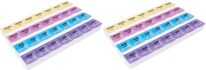 Classic deal 1 Week Pill Medicine Tablet Case Box Planner Medicine Dispenser pack of 2 Medicine Dispenser