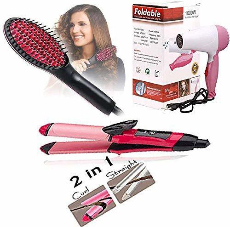 SRMUKADDAM PACK OF SIMPLY STRAIGHTENER WITH NV 1290 DRYER AND 2 IN 1 SRTRAIGHTENER Personal Care Appliance Combo  (Hair Straightener, Hair Curler, Hair Dryer)