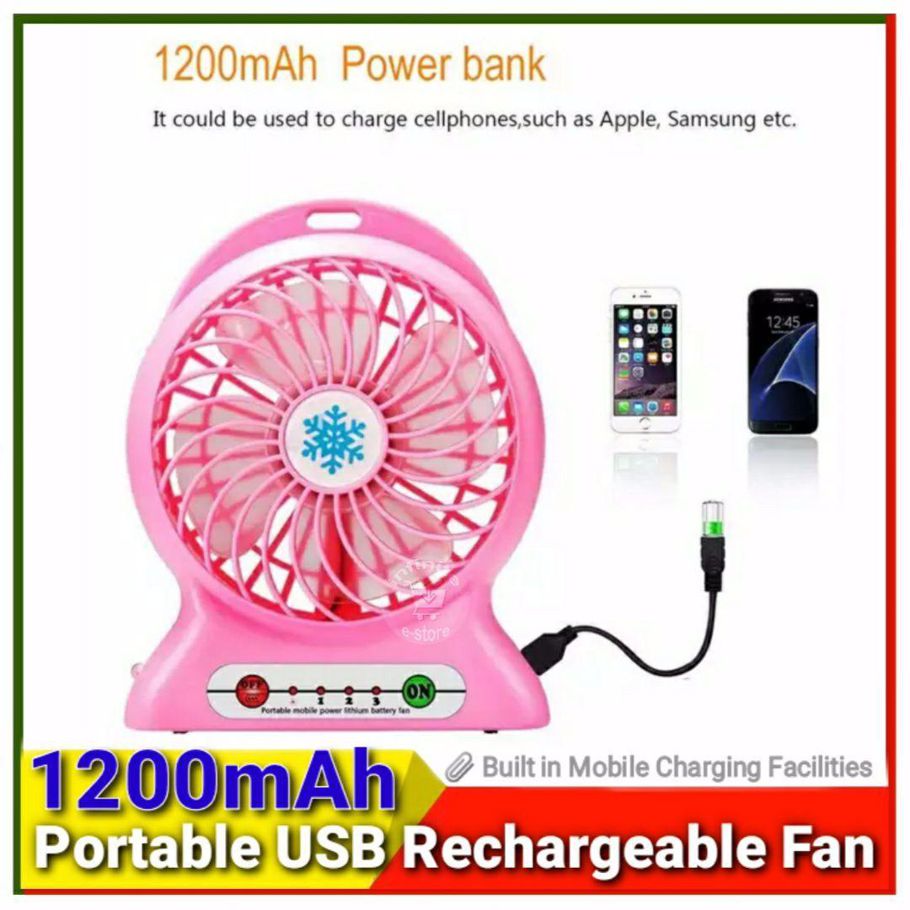 LED Mini USB Portable rechargeable fan 18650 li ion Rechargeable Battery Outdoor Camping office USB Cooler fans
