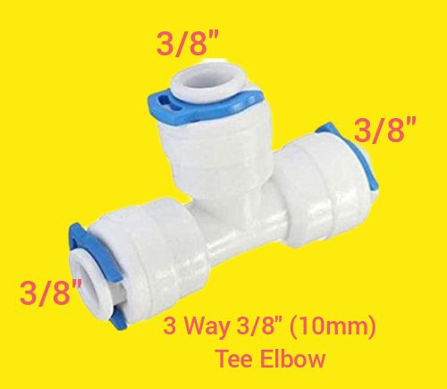3/8" (10mm) 3-Way Union Tee Tube Quick Connect Push Fit Water Purifiers Filters Reverse Osmosis Sysems (Pack of 2pcs)