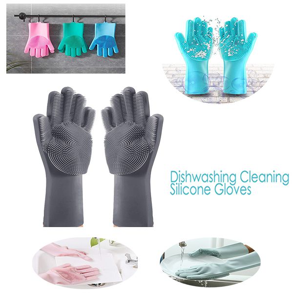 Silicone Dish-Washing Hand Gloves (1 pair)