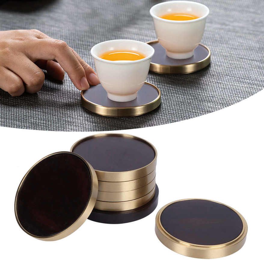 Wooden Tea Cup Mat Insulation Desktop Pad Set with Base Tray Ceremony Accessories