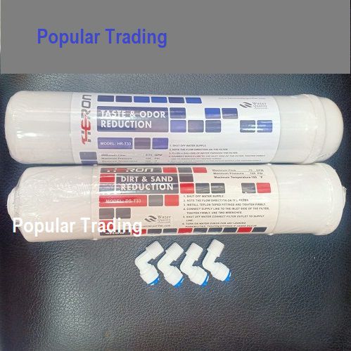 Water Purifier Carbon and Sediment Filter Cartridge 1 Carbon Filter,1 Sediment Filter, 4 Connectors