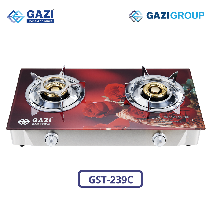 Gazi Gas Stove Double Glass Burner GST-239C LPG