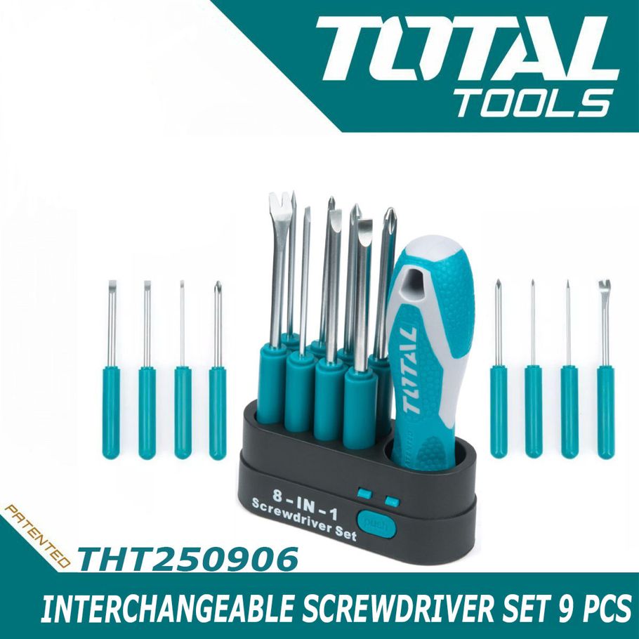 Total Interchangeable Screwdriver Set 9 Pcs (Tht250906
