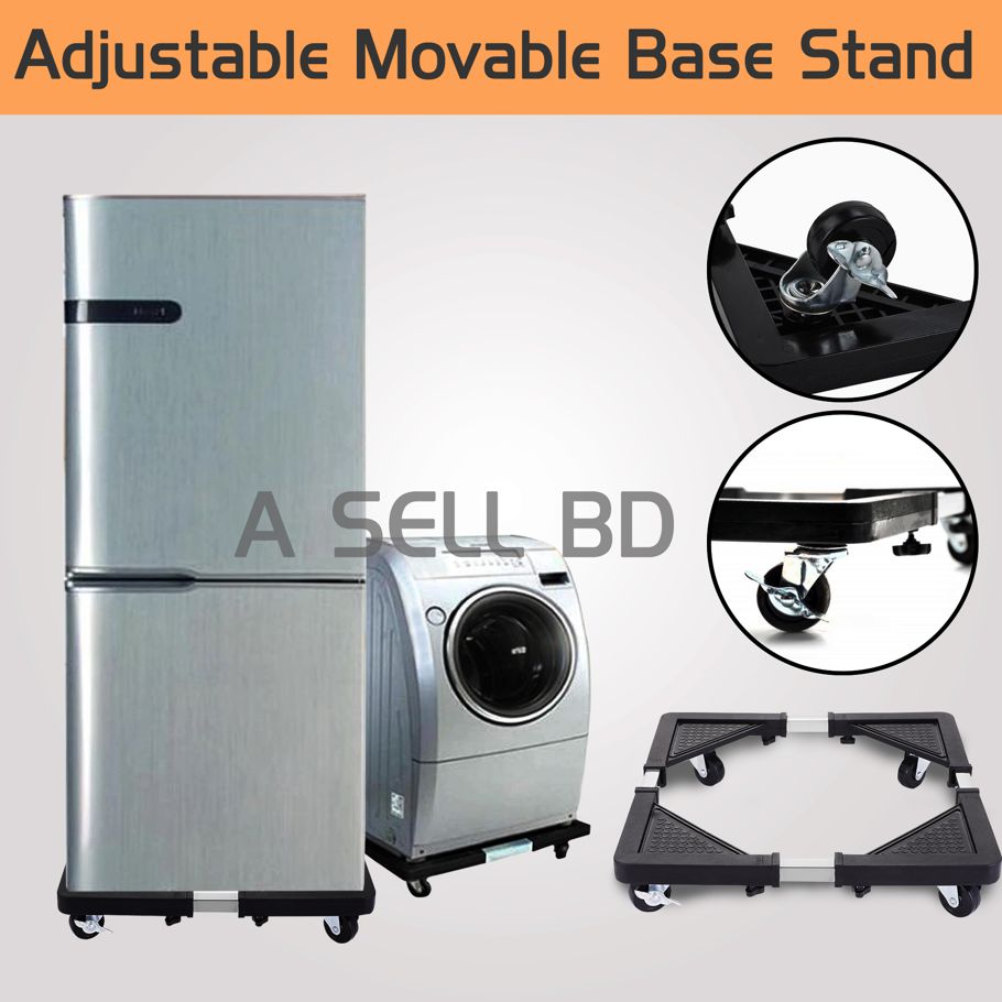 Universal Adjustable Movable Base Stand for Washing Machine, Refrigerator, Appliances - Movable Refrigerator Floor Trolley Fridge Stand Washing Machine Holder Refrigerator Fridge Floor Stand Mini Washing Machine Holder Dryer Trolley Washing Mount Stand