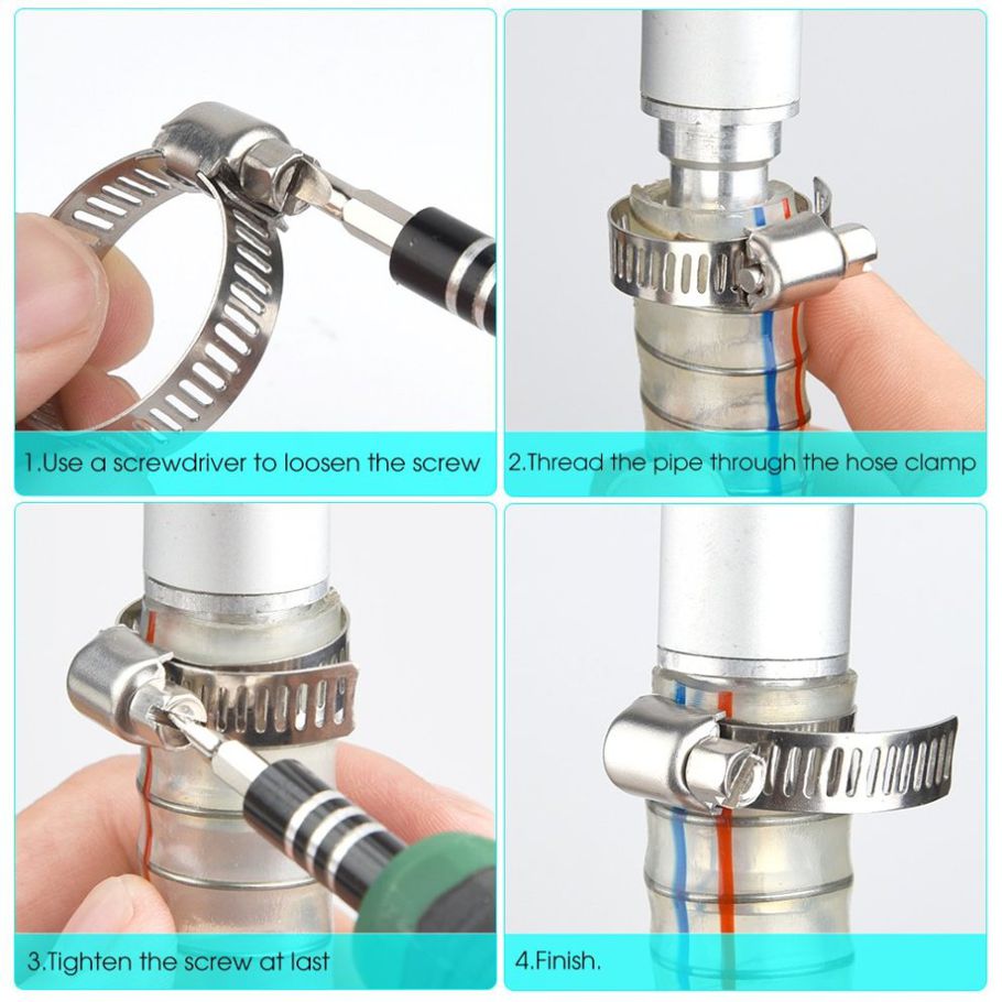 4Pcs Stainless Steel 3/4 Hose Clamp