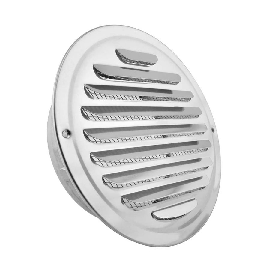 Stainless Steel Air Vents, Louvered Grille Cover Vent Hood Flat Ducting Ventilation Air Vent Wall Air Outlet with Fly Screen Mesh (8 Inch)