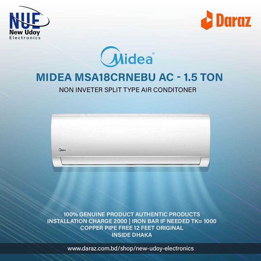 Midea MSA18CRNEBU Non Inveter Split Type Air Conditoner - 1.5 Ton