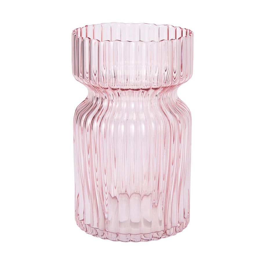 Small Pink Ribbed Vase