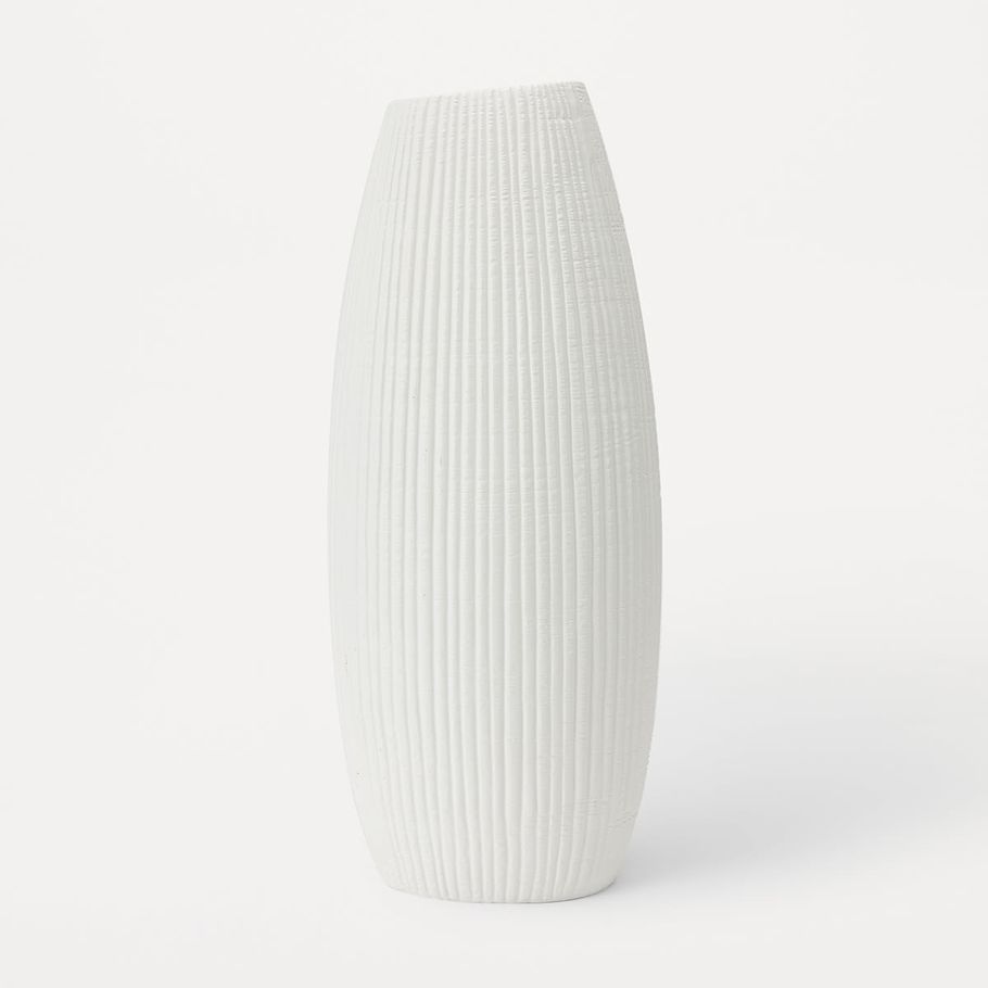 Tall Textured Ceramic Vase - White