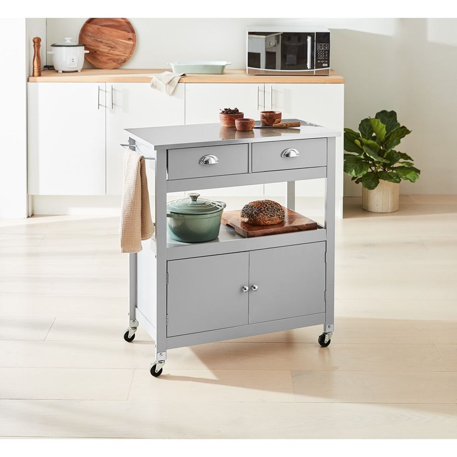 Large Grey Stainless Steel Top Trolley