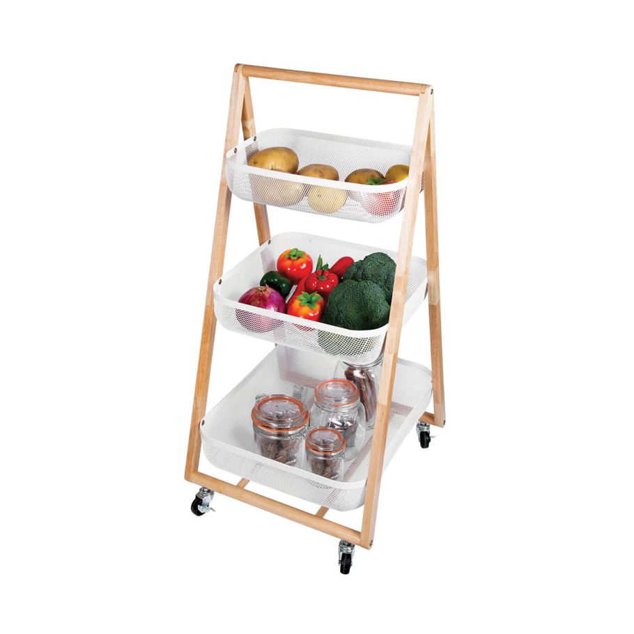 3 Tier Wood and Wire Trolley