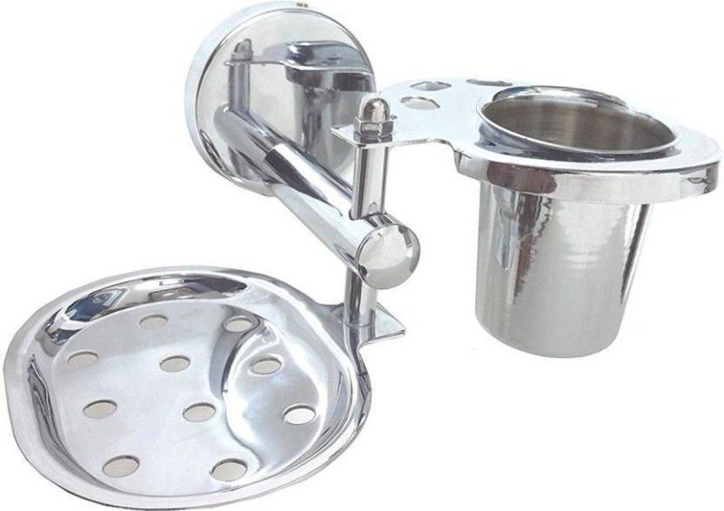 tavish STAINLESS STEEL SOAP DISH TTOOTHBRUSH & PASTE HOLDER (Silver)  (Steel)