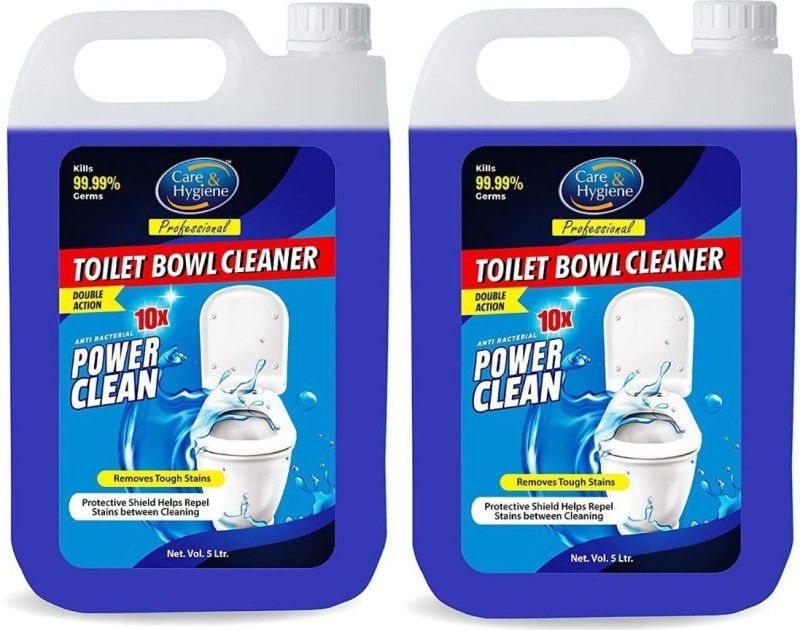 Care And Hygiene Toilet Bowl Cleaner, 5 Liters, Blue, Toilet Cleaner with 10x Power Clean Gel Formula helps remove tough stains (Pack of 2) Liquid Toilet Cleaner  (2 x 5000 ml)