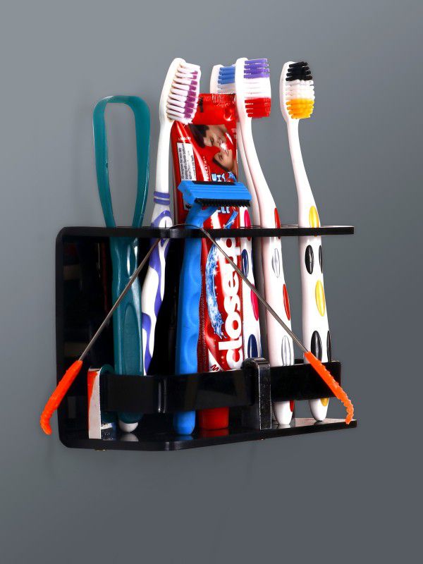 PLNJAR Rustproof Toothbrush Holder For Trimmer Shampoo. Sink Bathroom Case Wall Mounted Acrylic Toothbrush Holder  (Black, Wall Mount)