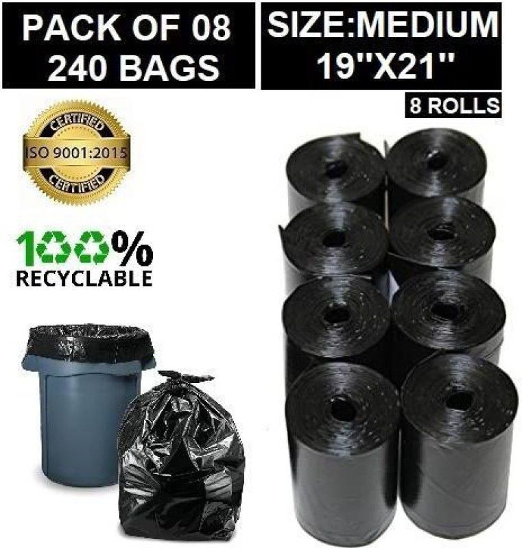 MJ Exim 19X21 INCH (8 ROLLS) Medium 12 L Garbage Bag  (240Bag )