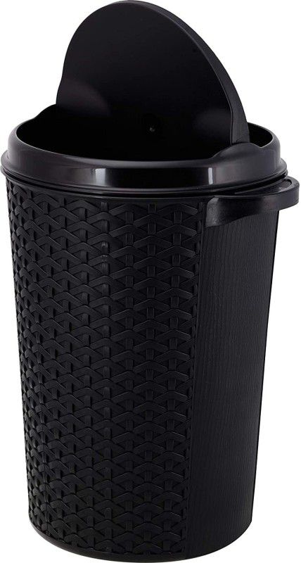 AK HUB New Unique Design Swing Round Fliptop ( 8.5 L - Black ) Plastic Dustbin  (Black)