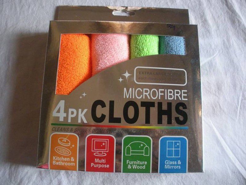 Epyz Microfiber Cleaning Cloth For Home, office And Cars Set of 4(Assorted Colors) (2) Dry Plastic Cleaning Cloth