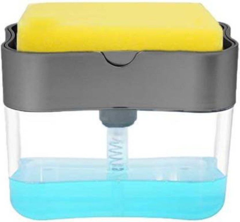 Dxplore Liquid Soap Dispensers | 2 in 1 Soap Pump Dispenser | Sponge Holder for Dish Soap | Liquid, Lotion, Foam Dispenser 380 ml Liquid, Gel Dispenser
