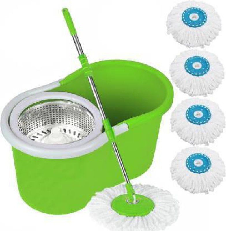 Ararot Spin Steel Dry Oval Bucket Mop with 4 Refill Bucket
