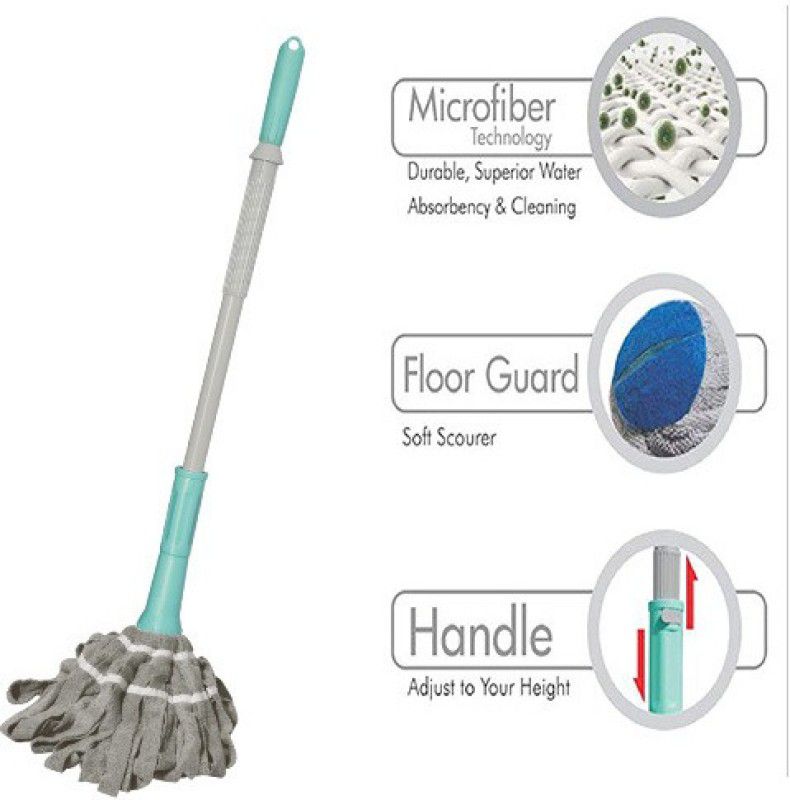 Livronic Twist and Squeeze Microfiber Premium Mop with Extendable Handle Cleans – Liquid, Oil, Dust, Hair & Bacteria (Aqua Green) Wet & Dry Mop (Green) Dust Mop  (Green)