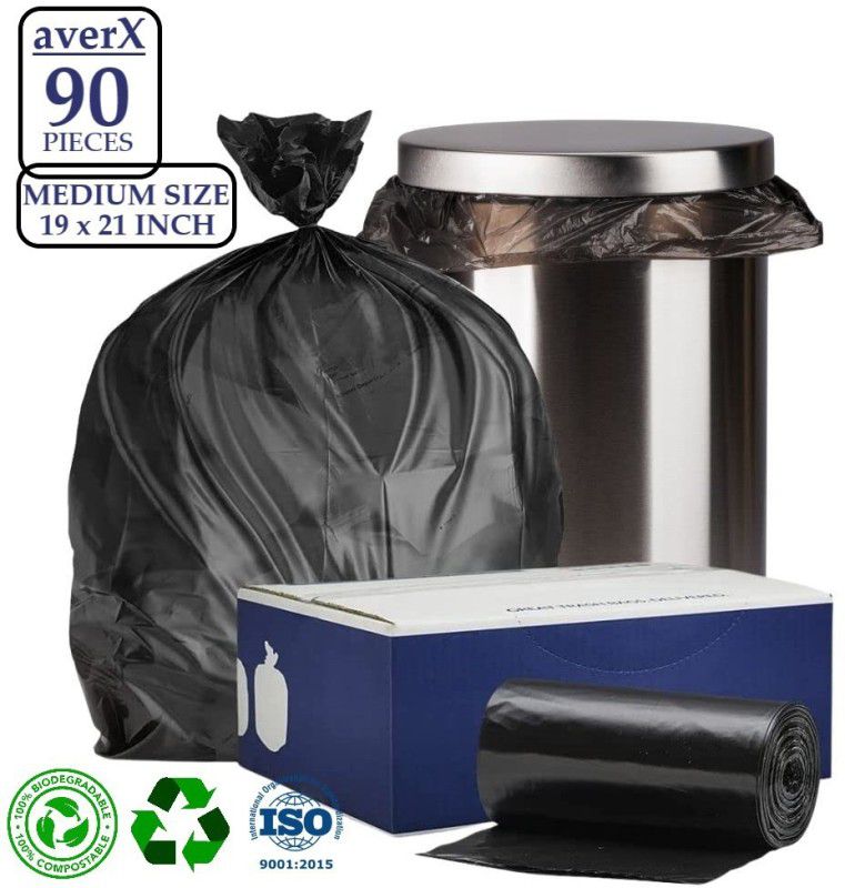 ShopeeBee Premium Garbage Bags (Black, Medium, 19x21 inches) - 30 Bags/Roll - Pack of 3 - Medium 20 L Garbage Bag  (90Bag )