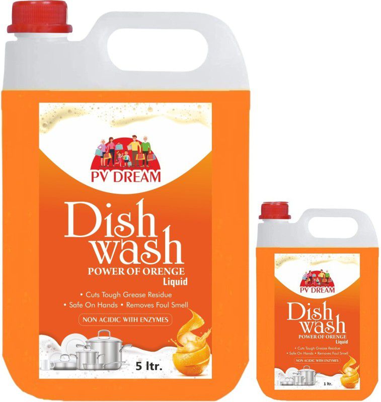 PVDREAM 5 ltr orange1 ltr orange liquid dish wash gel Dish Cleaning Gel (6L) Dish Cleaning Gel  (orange, 2 x 3 L)
