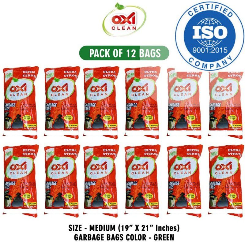 Oxi Clean grgreen012 Medium 12 L Garbage Bag  (12Bag )